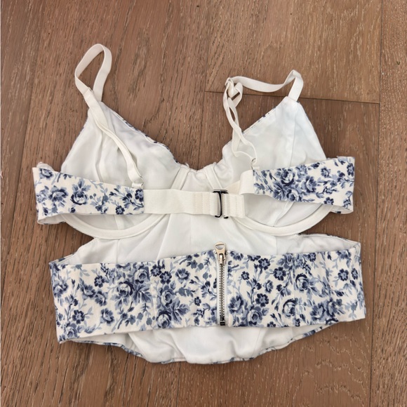 Garage Blue Floral corset crop top - Picture 2 of 3